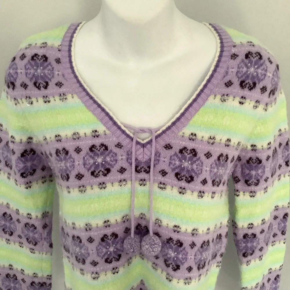 Limited Too Vintage Embellished Pullover Sweater Sz. L/14 - Picture 6 of 7